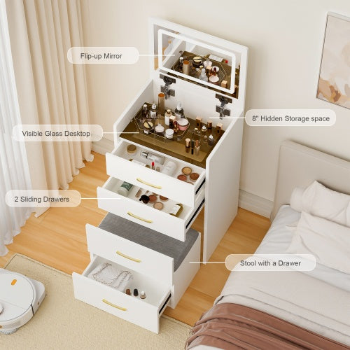 💄 3-in-1 Vanity Desk with Open-Top Mirror – Elegant & Space-Saving Makeup Vanity Set