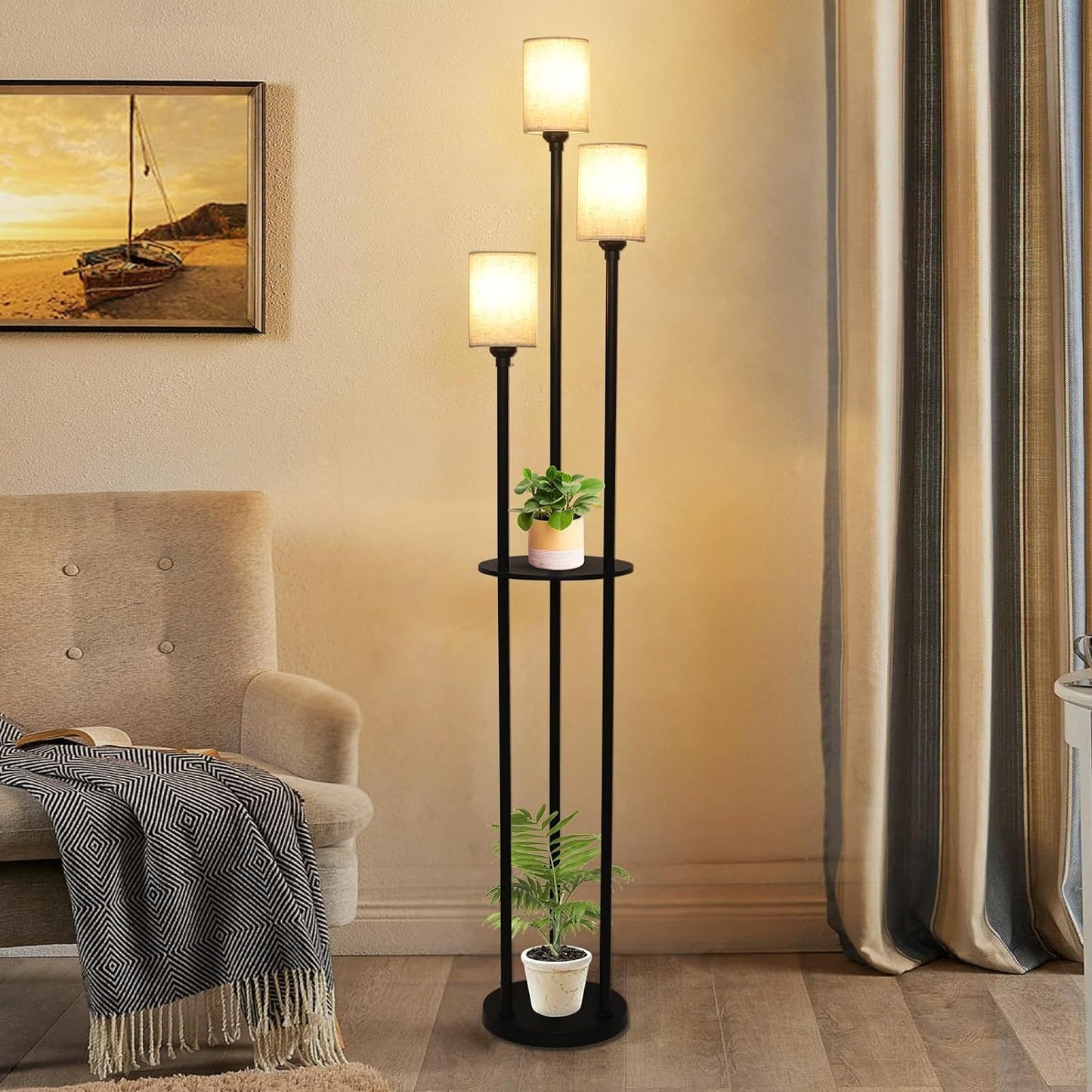 Modern Floor Lamp with Shelves – Stylish & Functional Lighting for Any Space