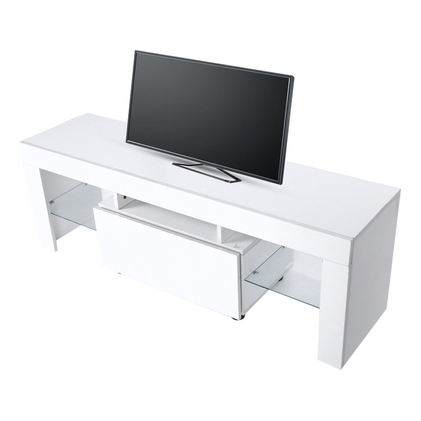 Modern TV Cabinet Unit | Entertainment Stand with LED Strip & Remote Control