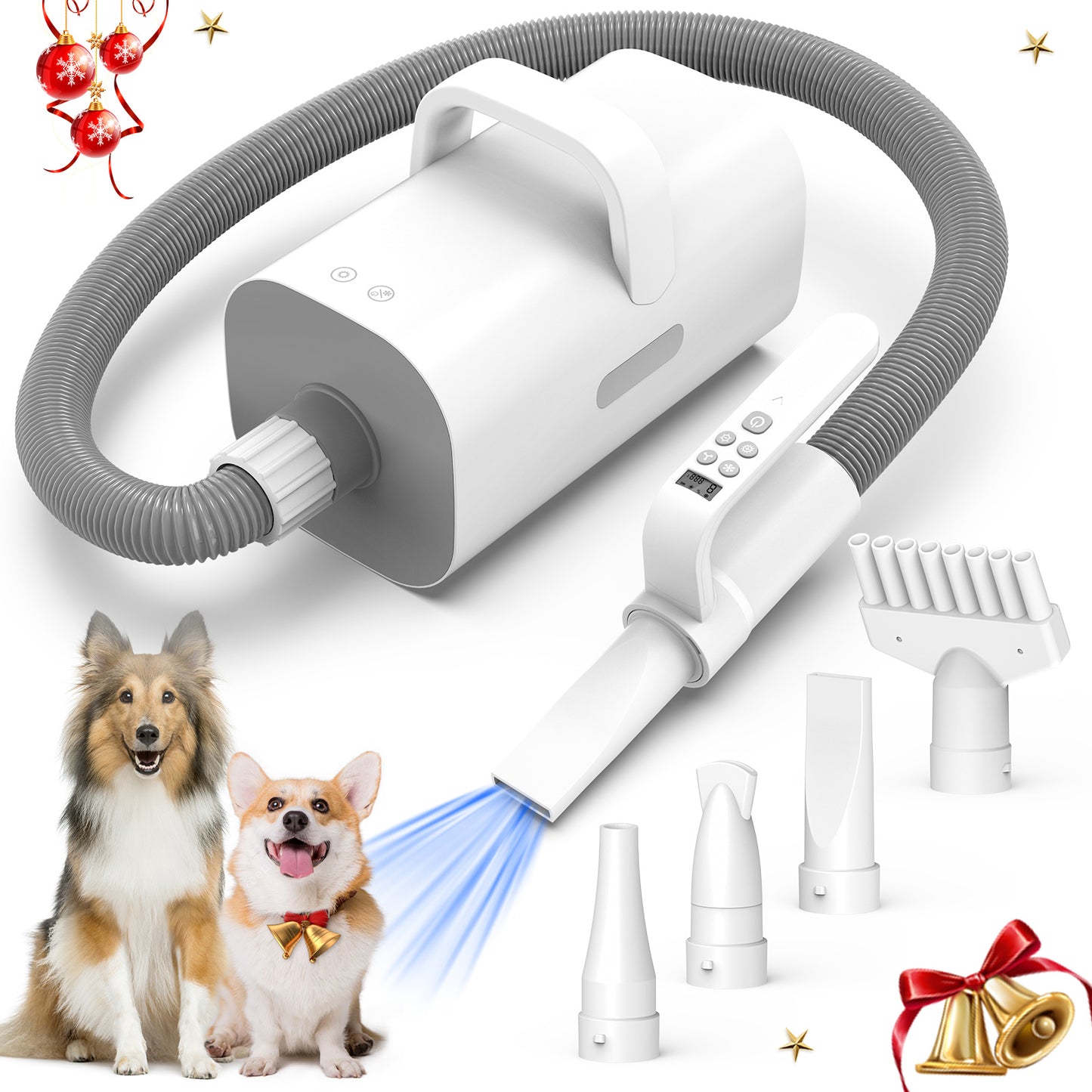 4-in-1 Smart Dog Hair Dryer with Adjustable Speed & Temperature for Cats and Dogs โ High-Speed Negative Ion Technology