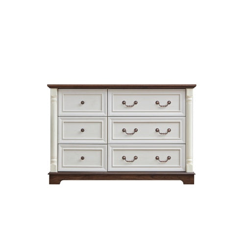 Rustic 6-Drawer Wooden Dresser - Spacious Farmhouse Storage Chest for Bedroom & Living Room
