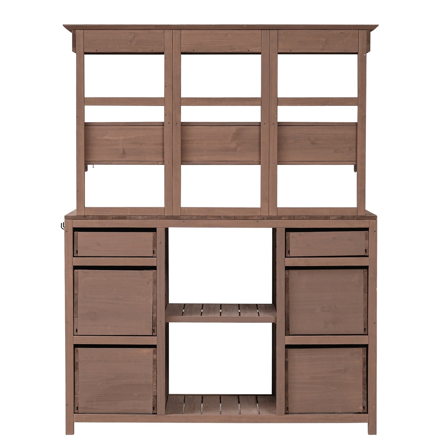 Video Provided TOPMAX Garden Potting Bench Table, Rustic And Sleek Design With Multiple Drawers An