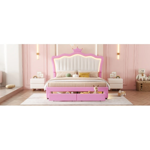 Viva Astrid Full-Size Upholstered Bed Frame with LED & Storage