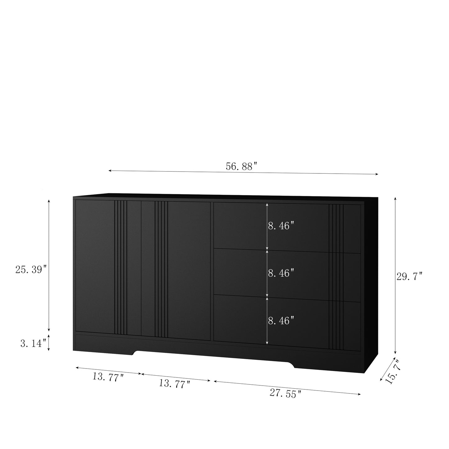 Sideboard Buffet Cabinet With Storage, Modern Kitchen Buffet Storage Cabinet With Drawer And Doors, Large Coffee Bar With Adjustable Shelves For Kitchen