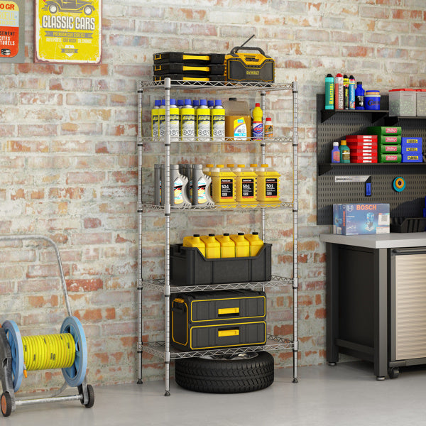 Viva Urbane Collection: Viva Urbane 5-Tier Silver Gray Metal Storage Rack
