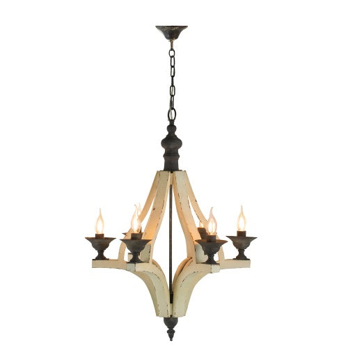 6-Light Wood Chandelier with Adjustable Chain – A Perfect Blend of Rustic and Modern Elegance