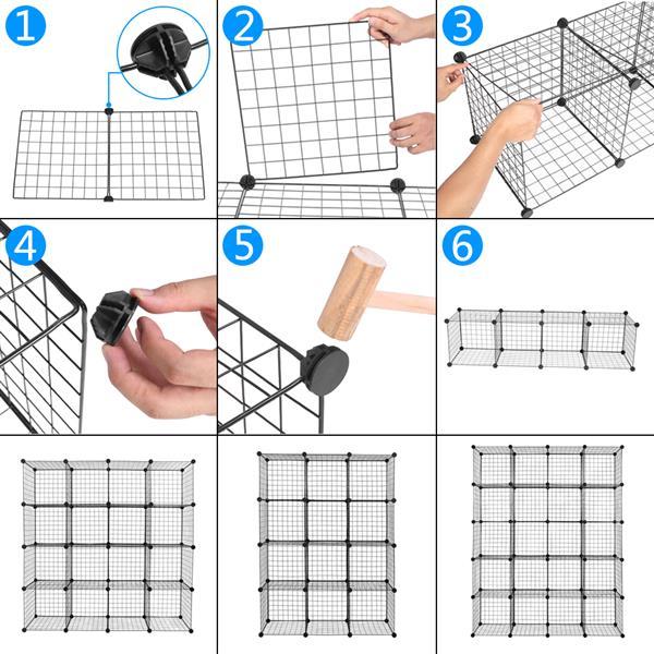 🗄️ Viva Essentials – 16-Grid Iron Mesh Material Storage Rack