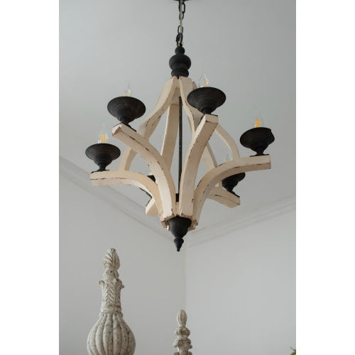 6-Light Wood Chandelier with Adjustable Chain – A Perfect Blend of Rustic and Modern Elegance