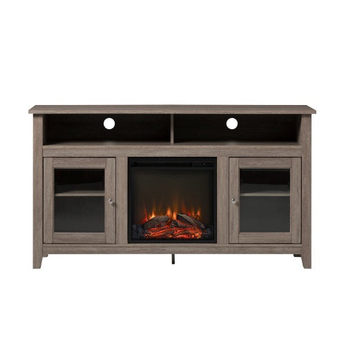 Viva Hearth Collection: Classic Glass Door Fireplace TV Stand