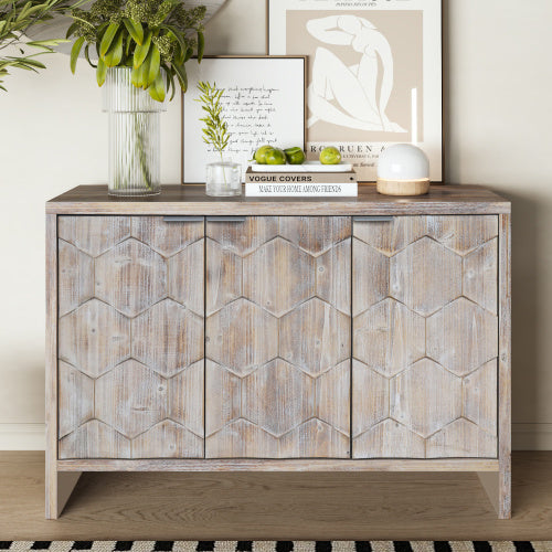 Viva Brielle Farmhouse 3-Door Wood Cabinet