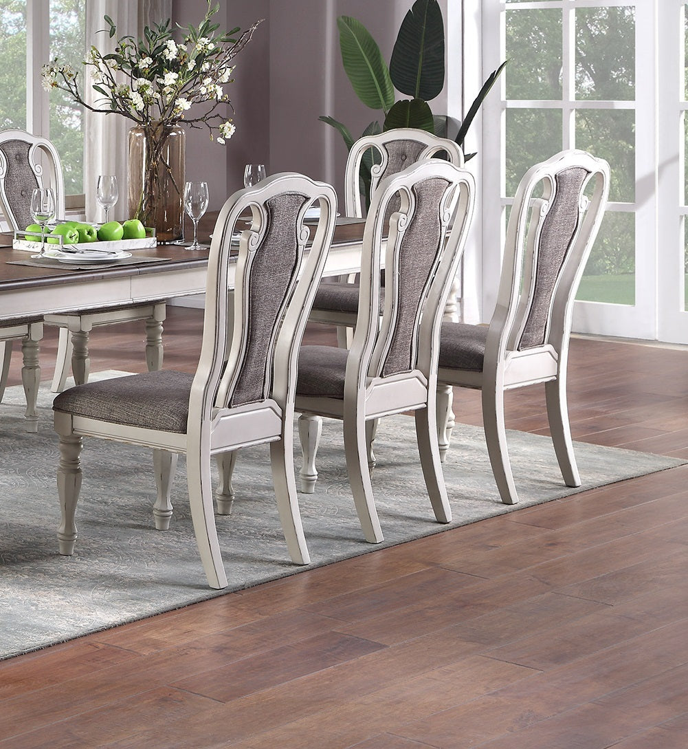 Viva Bellezza Grace Tufted Dining Chair Duo – Antique White (Set of 2)