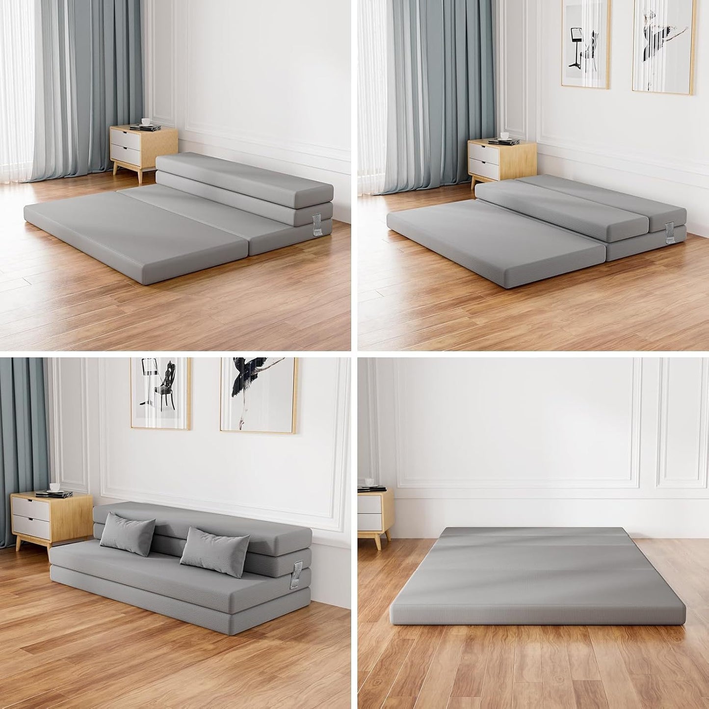 Single Bed Foldable Mattress, Folding Mattress Upper Sofa Mattress, Double Folding Memory Foam Folding Sofa Bed For Camping, Flooring, Travel, Guests, RV, Washable Cover And Easy S