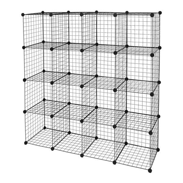 🗄️ Viva Essentials – 16-Grid Iron Mesh Material Storage Rack