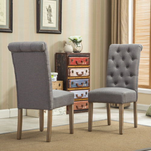 Viva Vanity Habit Solid Wood Tufted Parsons Dining Chair (Set of 2)
