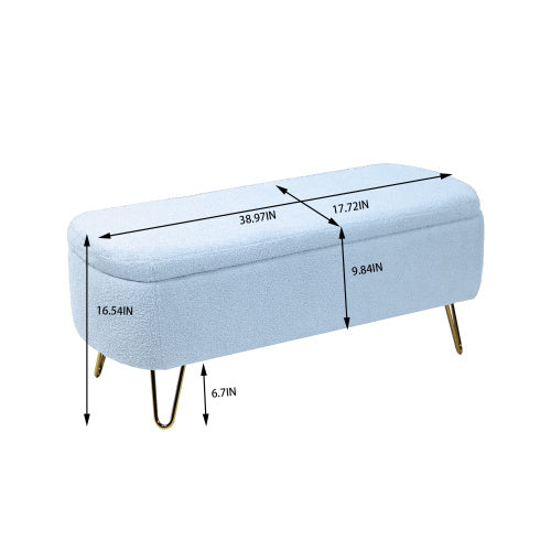 Elegant Blue Bedside Storage Footstool – Smart & Stylish Home Organization
