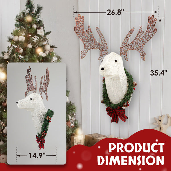 Deer Head Flower Wreath Wall Mounted Warm White Light – Elegant & Cozy Home Décor