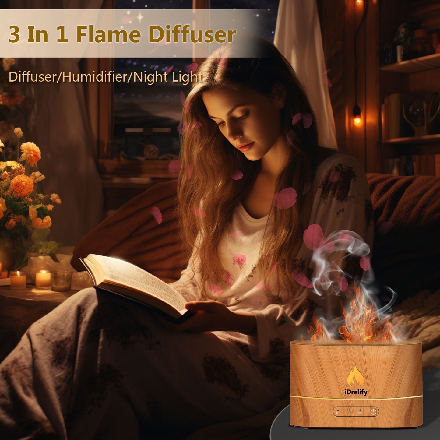 Flame Aroma Diffuser | Stylish Essential Oil Diffuser for Home & Office | Relaxing Aromatherapy & LED Flame Effect