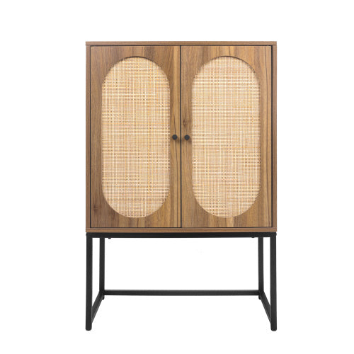 Natural Rattan Cabinet with Built-in Adjustable Shelves – Timeless Elegance for Your Home