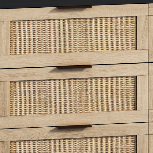 Drawers Rattan Storage Cabinet Rattan Drawer,for Bedroom,Living Room,Black