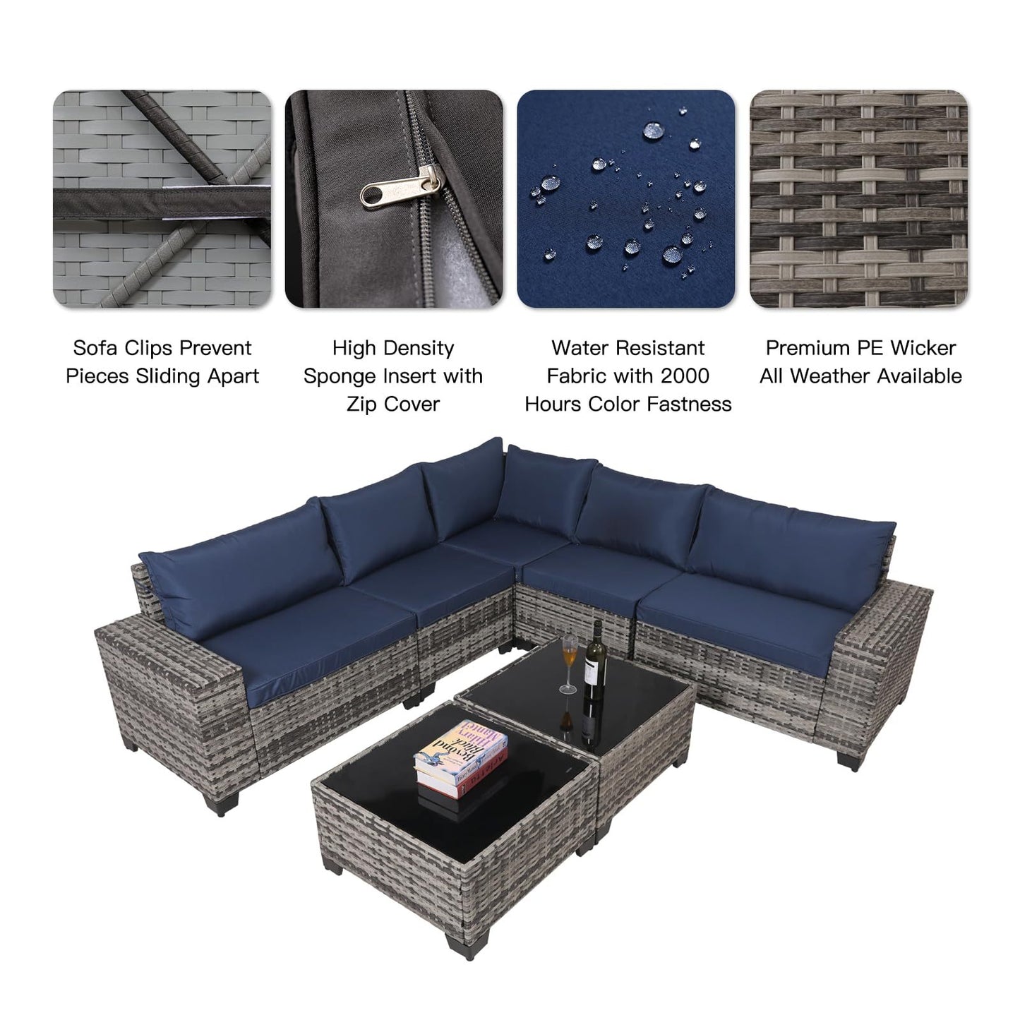 Viva Smart Living Collection: 7‑Piece Outdoor Wicker Patio Set