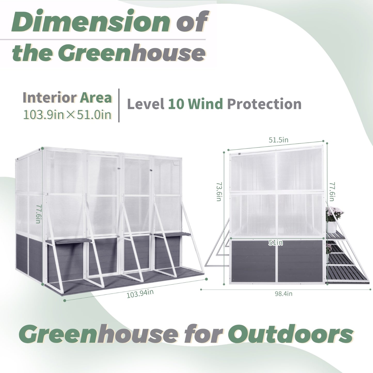 Aria Lean-To Walk-In Greenhouse