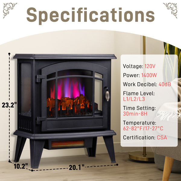 Zokop 20-Inch Electric Fireplace Heater - Elegant & Efficient Home Heating Solution