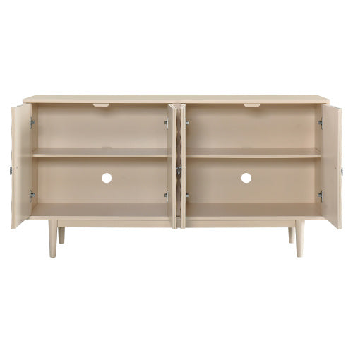 Modern 4-door Sideboard With Convex Doors And 2 Silver Handles For Living Room, Dining Room, Kitchen