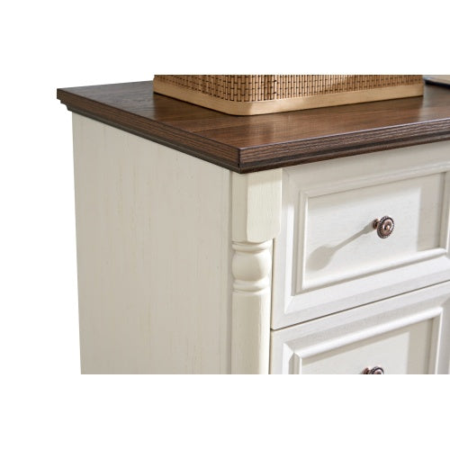 Rustic 7-Drawer Dresser with Wooden Base & Riser Trim – Timeless Elegance for Your Home