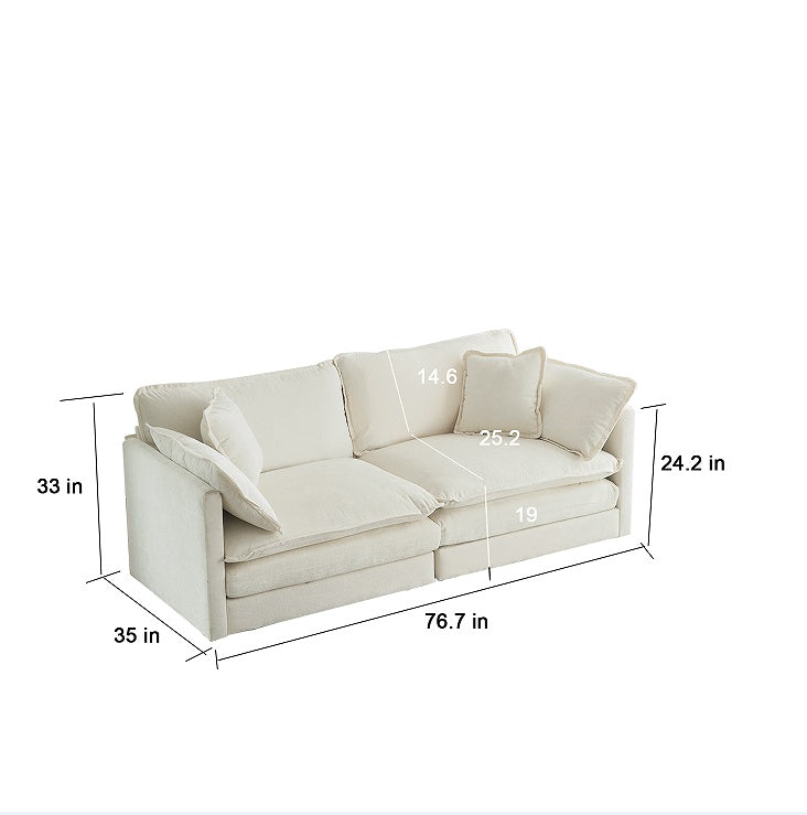 Viva Allegra Modern Fabric Double Sofa with 4 Pillows