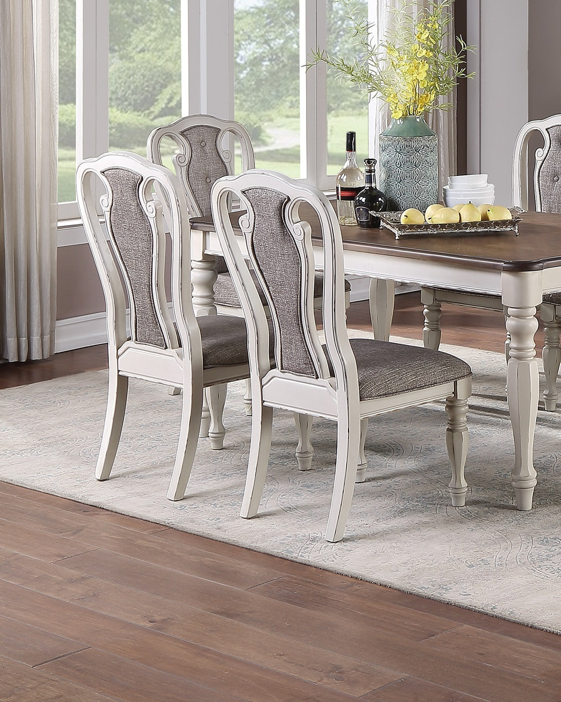 Viva Bellezza Grace Tufted Dining Chair Duo – Antique White (Set of 2)