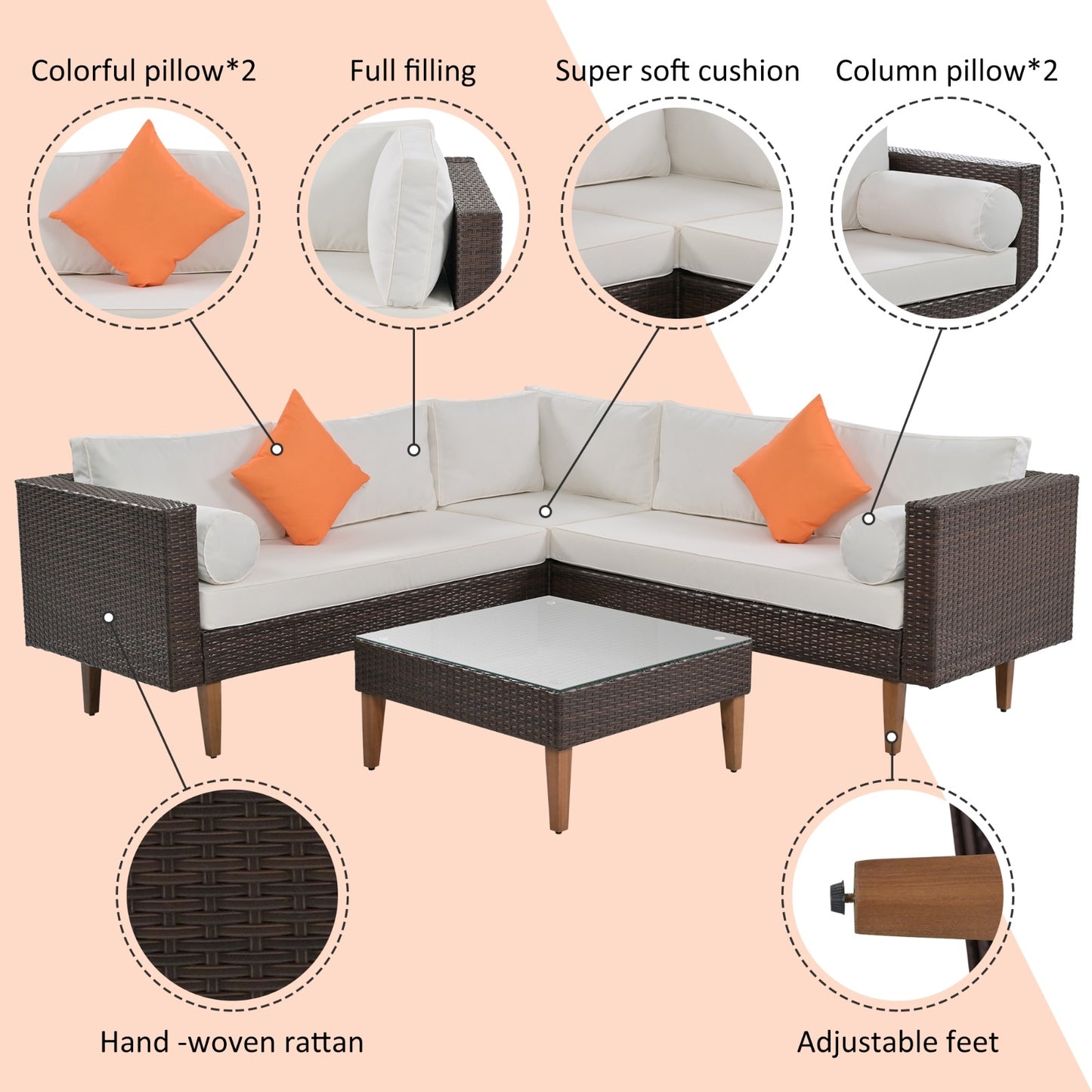 🏡 Viva Solstice™ 4-Piece Outdoor Wicker Sofa Set – Where Modern Comfort Meets Outdoor Elegance