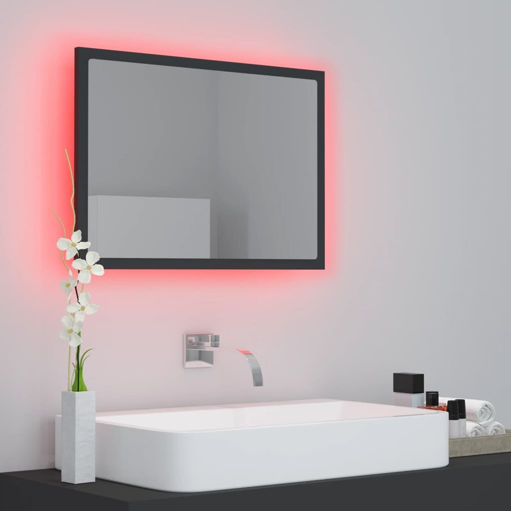 Viva Elite Compact LED Bathroom Mirror - Acrylic Grey 60x37cm