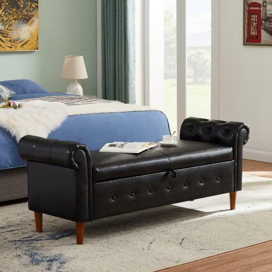 Viva Nexus Black Multifunctional Storage Rectangular Sofa Stool