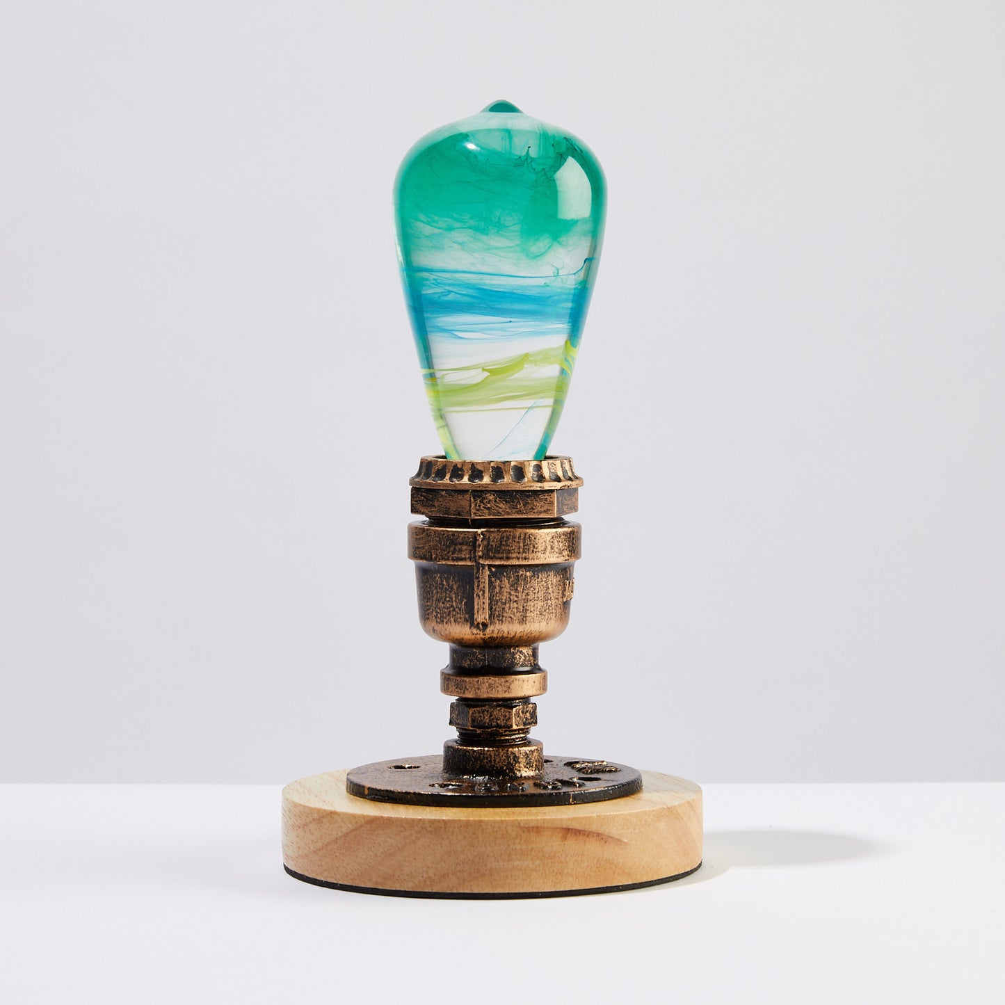 Elegant Resin & Wood Table Lamp – Ambient Night Light for a Luxurious Home