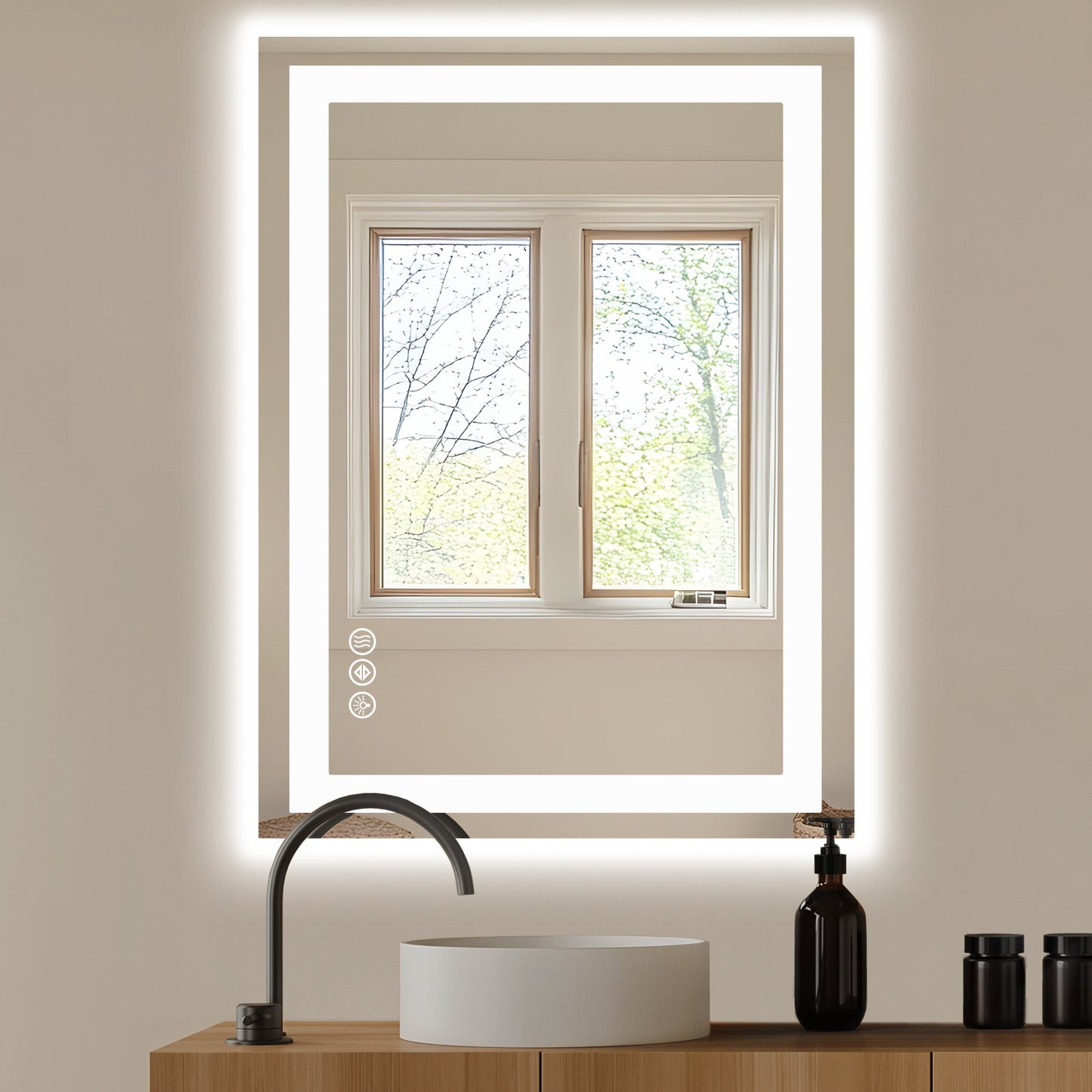 Anti-Fog LED Bathroom Mirror with Dual Light Source & Three Lighting Modes – Smart, Elegant, & Practical