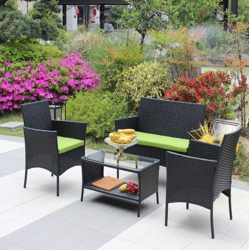 🌿 Viva Solace™ 4-Piece Rattan Patio Furniture Set – Outdoor Elegance, Everyday Comfort