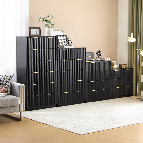 Viva Noir Vague Collection: Viva Noir Vague 4-Drawer Wave Nightstand