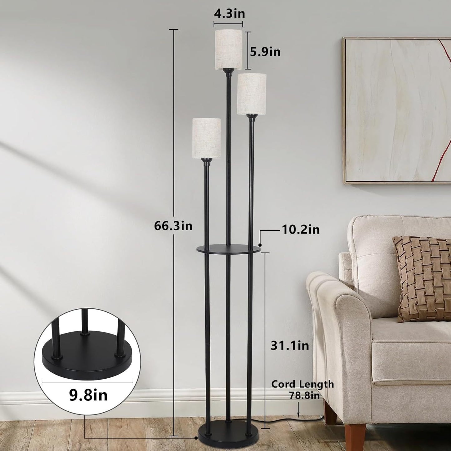 Modern Floor Lamp with Shelves – Stylish & Functional Lighting for Any Space