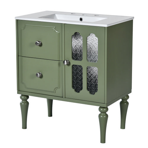 Vintage-Style 30-Inch Bathroom Vanity with Ceramic Sink | Elegant & Functional Design