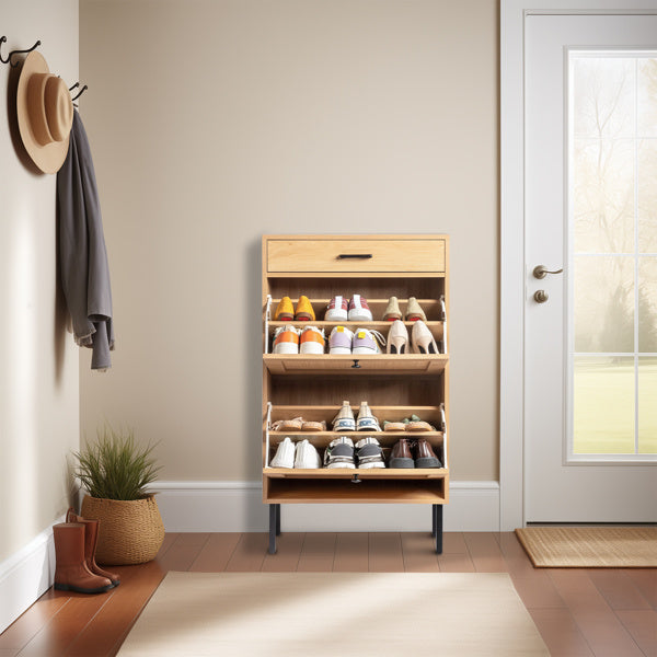 Viva Essentials – Rattan Shoe Cabinet with Drawstring & Dual Compartments