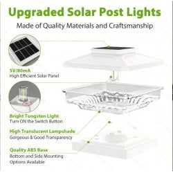 6-Pack Outdoor Solar Post Cap Lights – Cold White | Waterproof & Stylish Garden Decor