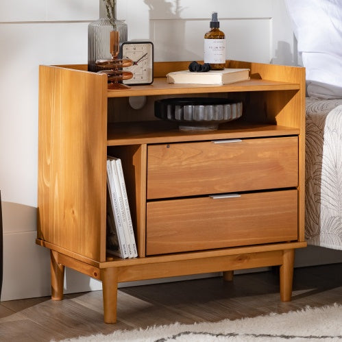 Viva Atelier Hudson Caramel Solid Wood Gallery Nightstand