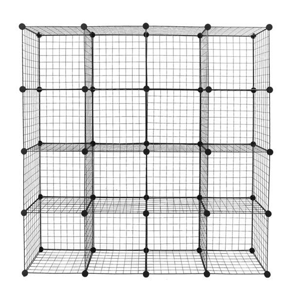 🗄️ Viva Essentials – 16-Grid Iron Mesh Material Storage Rack