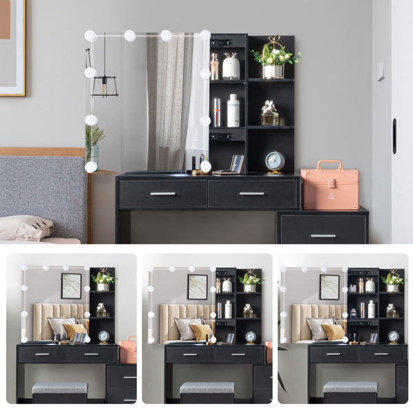 Viva Elite Noir Black Dressing Table Set - The Future of Dramatic Elegance