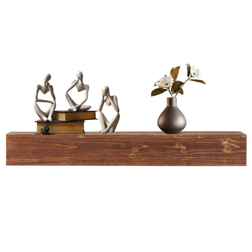 Rustic Wood Floating Mantelpiece - Wall-Mounted Shelf for Elegant Home Decor