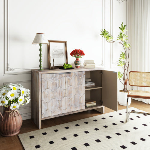 Viva Brielle Farmhouse 3-Door Wood Cabinet
