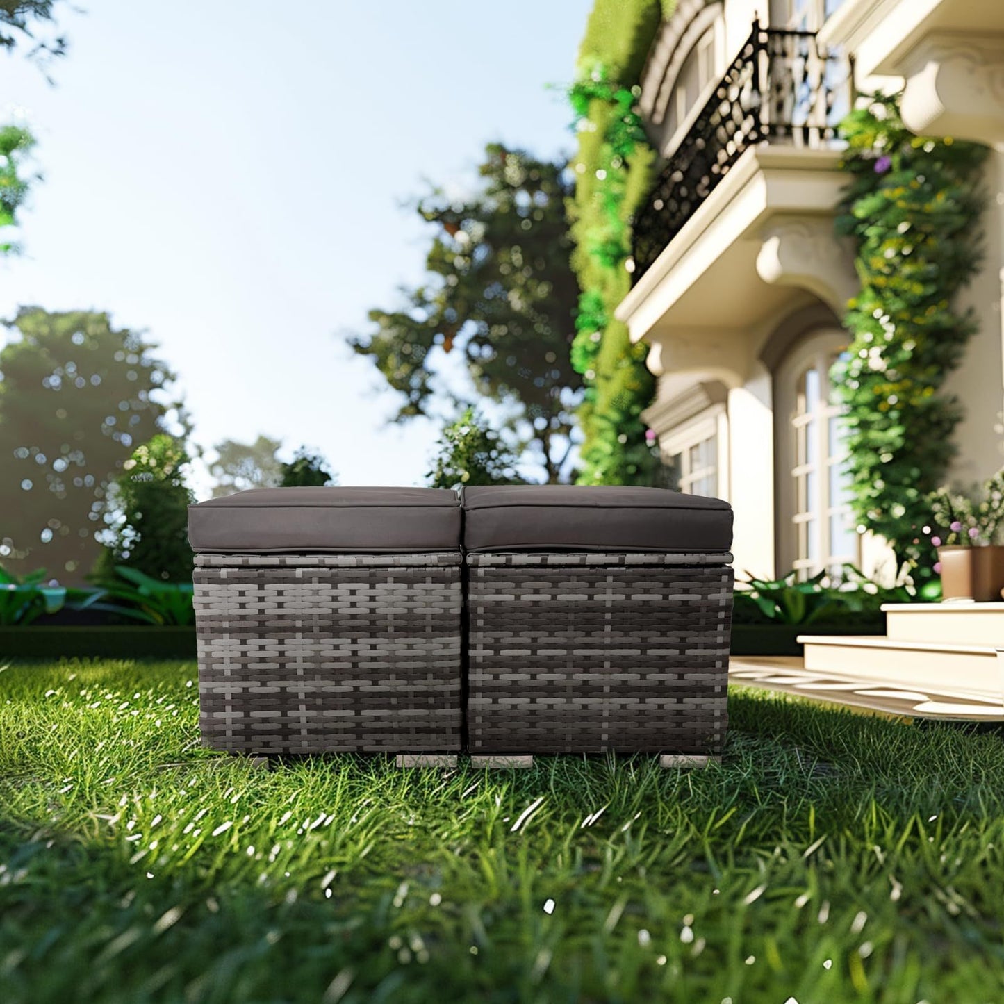 Viva Outdoor Essentials – Multipurpose Wicker Ottomans Set