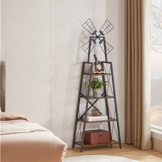 4-Tier Industrial Bookshelf with Metal Frame – Modern Bookcase & Display Shelf for Living Room & Home Office