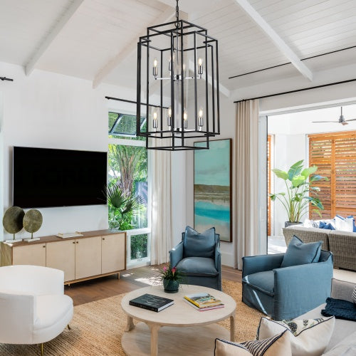 Viva Smart Living Collection: 8‑Lantern Tiered Farmhouse Chandelier