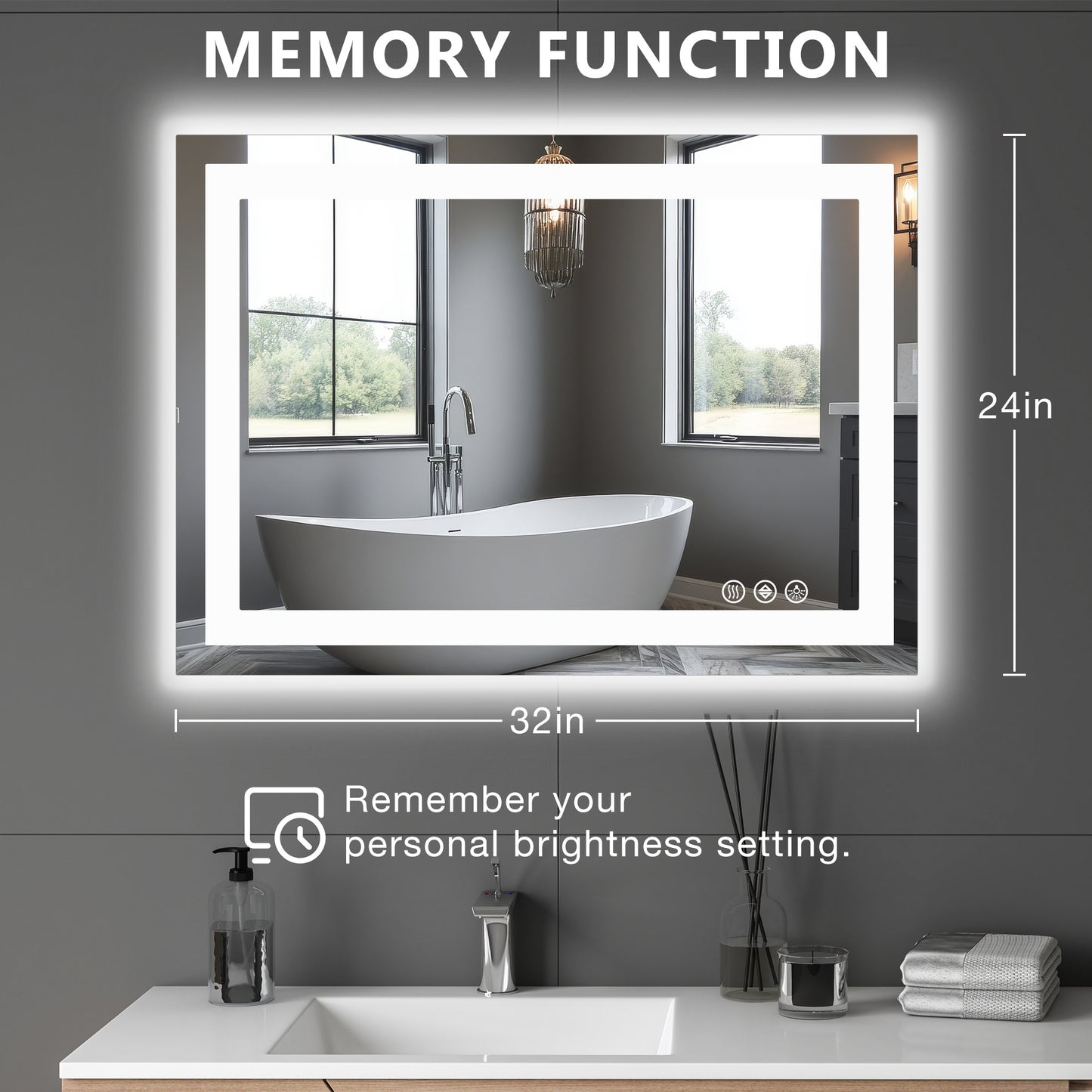 Anti-Fog LED Bathroom Mirror with Dual Light Source & Three Lighting Modes – Smart, Elegant, & Practical